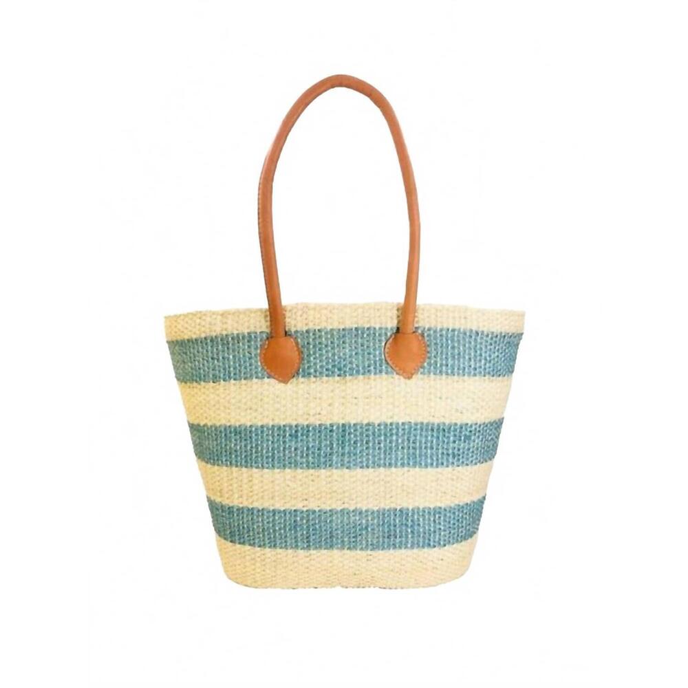 NEW SHEBOBO women's hermosa straw basket bag in turquoise stripe